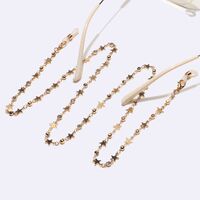 Gold-colored metal non-slip chain, with star and rhinestone, for glasses and masks GL1624