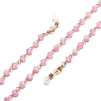 Gold-colored metal non-slip chain, with pink beads, for glasses and masks GL1301