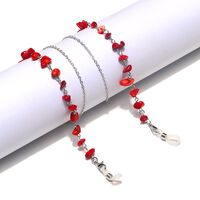 Metal non-slip chain with natural red stone for glasses and masks GL1207