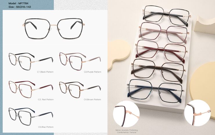 Оправа женская пластиковая из ацетата, комбинированная с металлом Big City MF7784