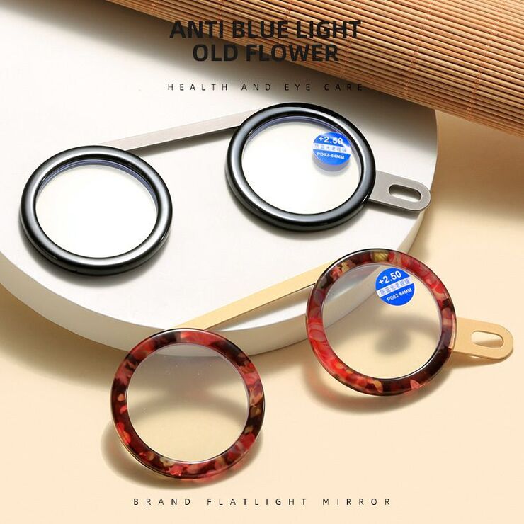 Metal eyeglasses for reading 818 Blue ray cut with soft case, diopters +2.50, PD62-64