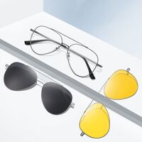 Оправа металлическая с защитой от синего света + 2 магнитные солнцезащитные насадки (клипон) 7603-GT