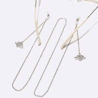 Silver-colored metal non-slip chain, with heart-shaped pendant, for glasses and masks GL1501