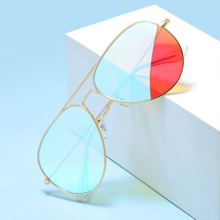 Blue Block metal glasses with blue light protection for colorblind people, with case KY3026-3色盲