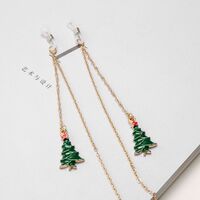 Gold-colored metal non-slip chain, with Christmas tree pendant, for glasses and masks GA035