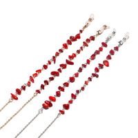 Metal non-slip chain with natural red stone for glasses and masks GL1207