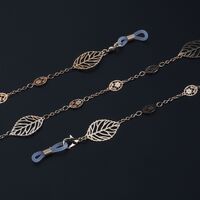 Metal non-slip chain, with gold hollow leaves, for glasses and masks GL884