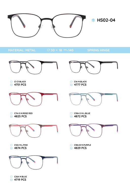 Металлическая оправа с дужками из пластика TR-90 HS02-04