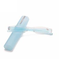 Plastic reading glasses 2006笔筒 with glass lenses and pen case, from +1.00 to +4.00, RMC=62-64