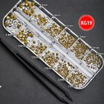 Rhinestones set with pointed bottom for glasses decorating + tweezers, transparent, 2-4.8 mm, TH0003 KG-19 (price per pack, min. order- 3)