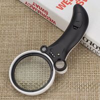 Magnifier with universal backlight, magnifying glass with handle 600600BH-XX, diameter 75 mm, magnification: 2,5X, 25X, 55X