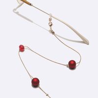 Metal non-slip chain, with red frosted beads and crystal, for glasses and masks GL1729