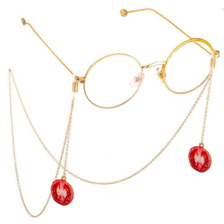 Gold-colored metal non-slip chain, with pendant tomato, for glasses and masks GL632