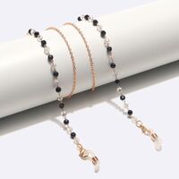 Gold-colored metal non-slip chain, with black and white crystal, for glasses and masks GL1596