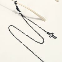 Black-colored metal non-slip chain, with a cross, for glasses and masks GL1846