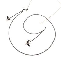 Black-colored metal non-slip chain, with pendant butterfly, for glasses and masks GL837