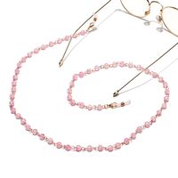 Gold-colored metal non-slip chain, with pink beads, for glasses and masks GL1301