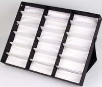 Планшет для демонстрации солнечных очков настольный на 18 мест раскладной чёрный с белой подкладкой