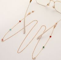 Gold-colored metal non-slip chain, with colorful heart, for glasses and masks GL1847