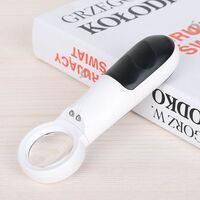 Extendable magnifier with universal backlight, magnifying glass with handle 7B-2A-XX, diameter 37 mm, magnification: 8X, 20X