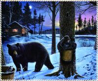 Patterned glasses napkin, microfiber material, individually wrapped МЕДВЕДИ И ЗИМА, 17.5*14.5 cm