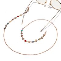 Gold-colored metal non-slip chain, with copper butterfly and colorful crystal, for glasses and masks GL1290