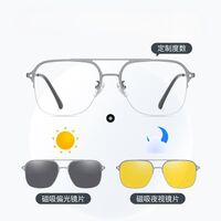 Оправа металлическая с защитой от синего света + 2 магнитные солнцезащитные насадки (клипон) 7651-GT