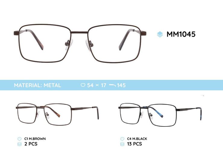 Metal men's frames for glasses with spring hinges MM1045