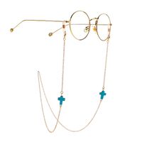 Metal non-slip chain, with turquoise cross, for glasses and masks GL1006