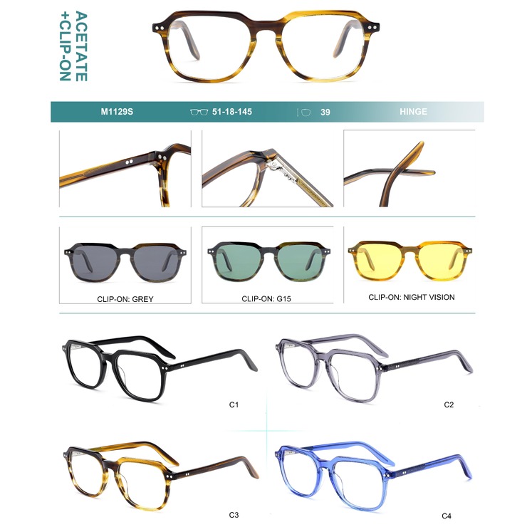 Оправа пластиковая из материала ацетат + насадка поляризационная солнцезащитная (клипон) Big City M1129S