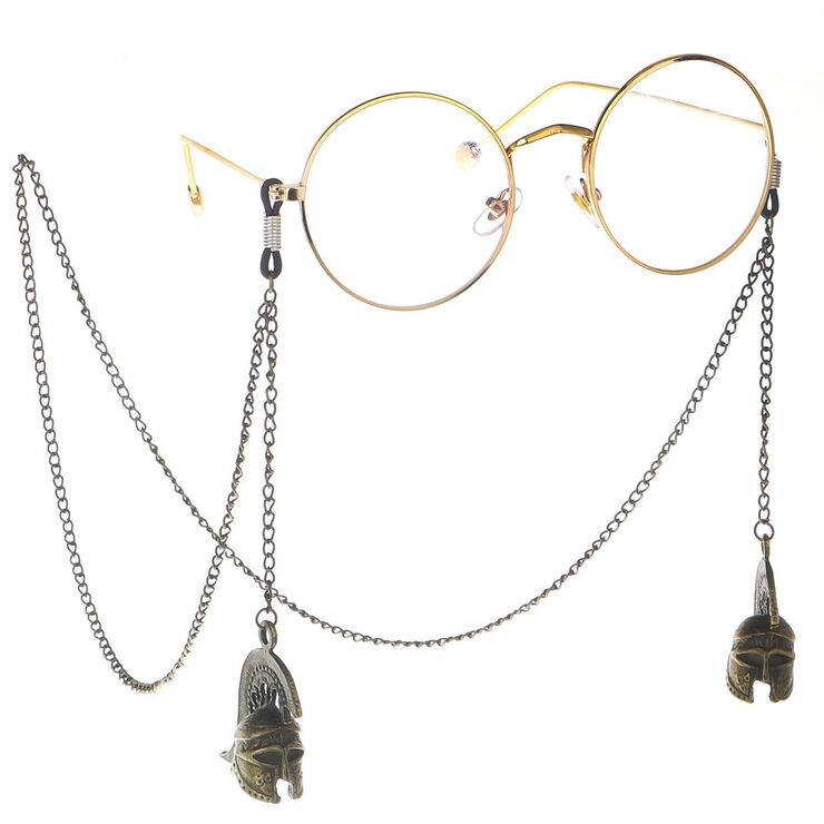 Металлическая нескользящая цепочка черного цвета, с подвеской бронзовый римский шлем, для очков и масок GL115