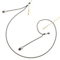 Black-colored metal non-slip chain, with owl, for glasses and masks GL290