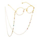 Gold-colored metal non-slip chain, with colorful rhinestones, for glasses and masks GL630