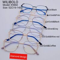 Оправа металлическая ультратонкая женская со стразами Wilibolo K9860