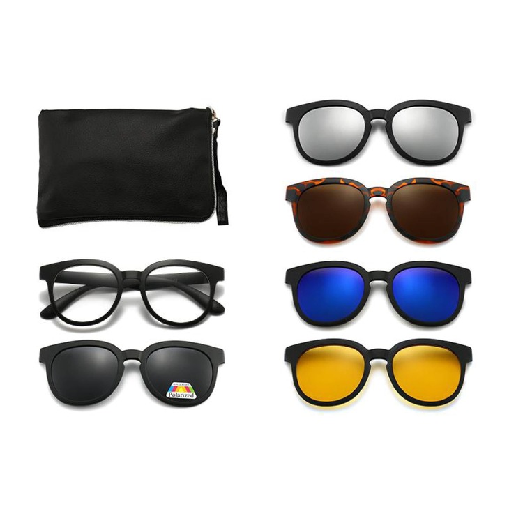 Оправа El Dorado с комплектом поляризационных солнцезащитных насадок (клипон) на магните 9010A (5 штук)