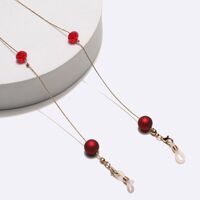Metal non-slip chain, with red frosted beads and crystal, for glasses and masks GL1729