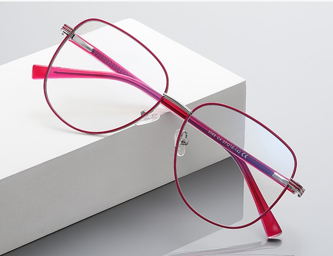 Fashionable female flat light mirror frame metal blue blocker for glasses MORE 3069