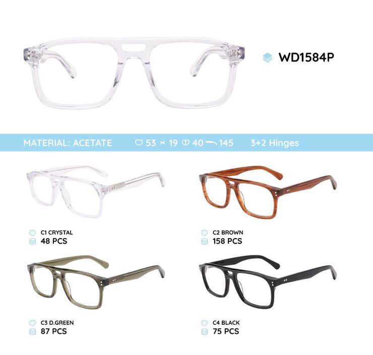 Plastic acetate eyeglasses frame WD1584P