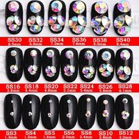 Set of rhinestones with a pointed bottom for frames and glasses decorating, magic color, sizes 3.2-5.1 mm (price per pack, 3 packs minimum)