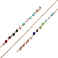 Gold-colored metal non-slip chain, with colorful crystal, for glasses and masks GL1291