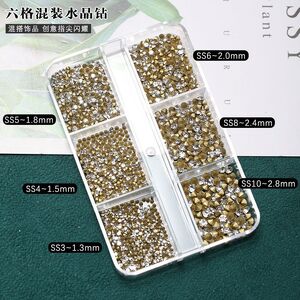 Набор страз с заостренным дном для украшения оправ и очков, прозрачный цвет, размеры 1.3-2.8 мм (цена за упаковку, мин. заказ - 3 уп.)