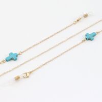 Metal non-slip chain, with turquoise cross, for glasses and masks GL1006