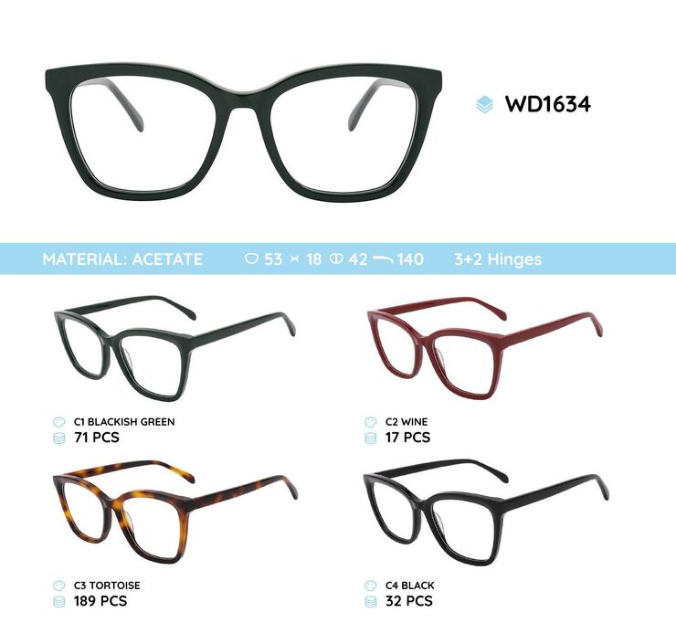 Plastic acetate eyeglasses frame with spring hinges WD1634