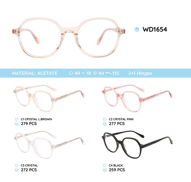 Plastic acetate eyeglasses frame with spring hinges WD1654