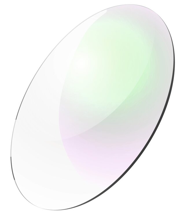 Thin lenses 1.61 Blue Cut, Ø65/70/75 mm, blue light protection, with green glare (price per pair!) material acrylic