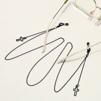 Black-colored metal non-slip chain, with a cross, for glasses and masks GL1846