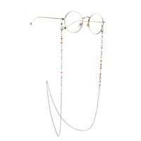 Silver-colored metal non-slip chain, with colorful crystal, for glasses and masks GS035