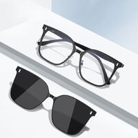 Metal Blue Ray Cut protection frame with spring hinges + magnet sunshade clip-on 7021-GT