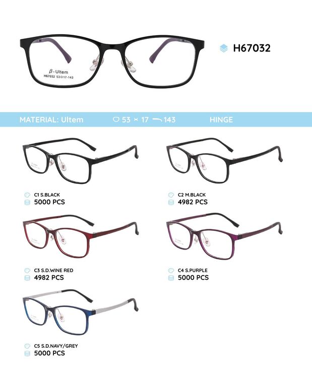 Plastic Ultem eyeglasses frame H67032
