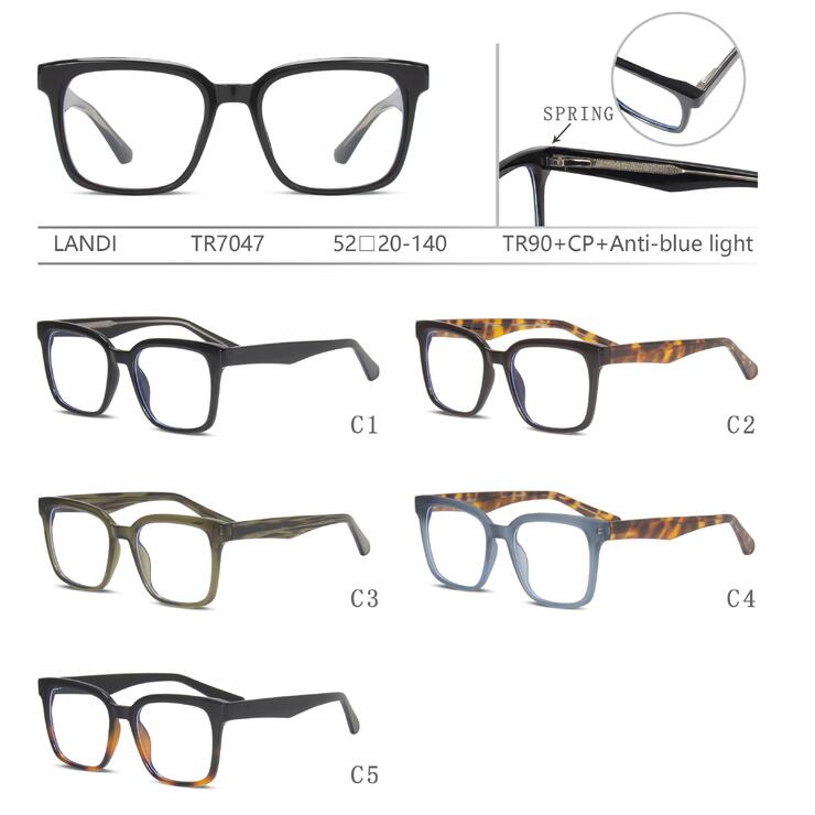 Protective plastic TR90+CP glasses with anti-blue light lenses with spring hinges Landi LD-TR7047